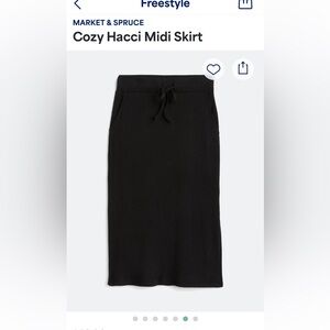 Midi black knit skirt! Cute with side slit!